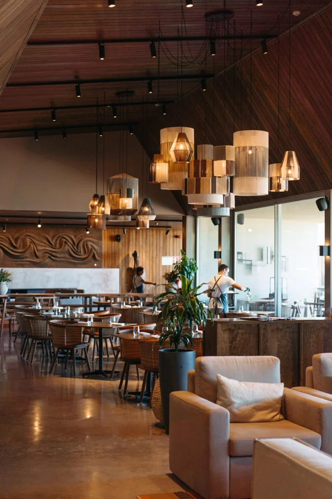 Stylish restaurant interior featuring warm lighting, contemporary decor, and a welcoming atmosphere.