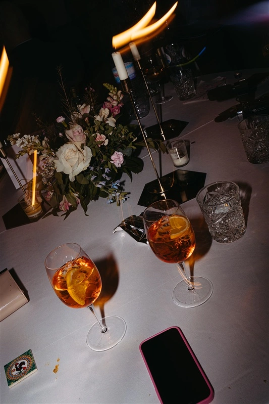 Wedding reception drinks and candlelight detail at Portugal wedding